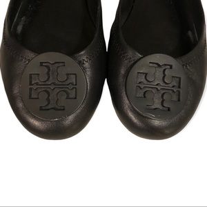 Tory Burch black leather Minnie ballet flats, travel style (?), size 8
